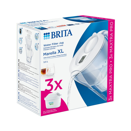Brita Marella XL 3,5 L Maxtra Pro (fehér) vízszűrő kancsó induló csomag 3 db szűrőbetéttel